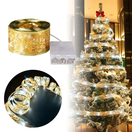 16.4ft Christmas Ribbon Fairy Lights for Indoor and Outdoor Decorations White {3}