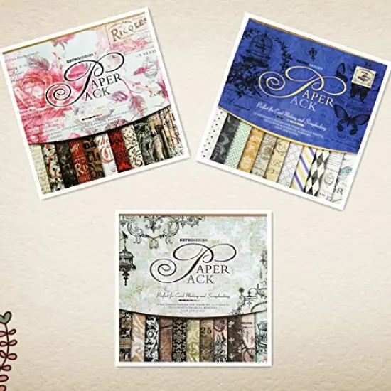 27 Sheets Scrapbook Vintage Paper Book Pad 12" x 12" Classic Origami Wrapping Card Making Alphabet/Photo Frame Album Creative Handmade Decorative Die Cuts Background {3}