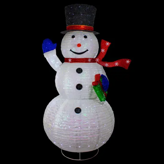 Northlight LED Lighted Iridescent Twinkling Snowman Outdoor Christmas Decoration - 71" White {4}
