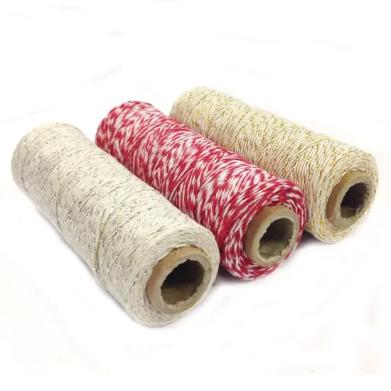 Wrapables Cotton Baker's Twine 4ply 330 Yards (Set of 3 Spools x 110 Yards) for Gift Wrapping, Party Decor, and Arts and Craft (Metallic Gold, Red, Metallic Silver) {2}
