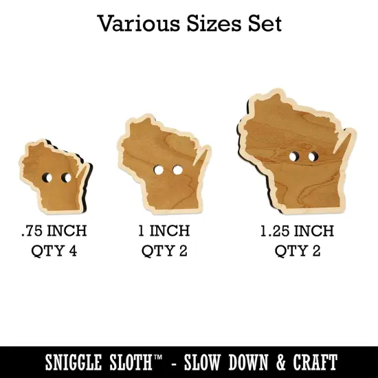 Wisconsin State Silhouette Wood Buttons for Sewing Knitting Crochet DIY Craft {1}