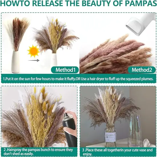 Natural Dried Pampas Grass Boho Home Decor Dried Flowers Bouquet Floral Home Decorations Reed Grass {4}