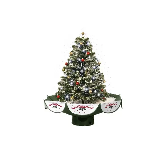 Northlight Lighted Musical Snowing Artificial Christmas Tree - 2.5' - White LED Lights Green {3}