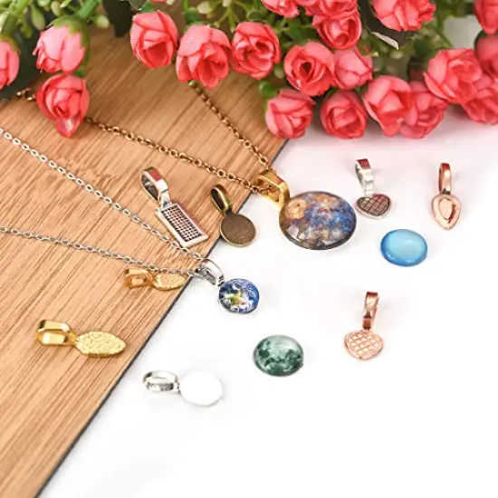 120 Pieces Glue on Bails for Pendants Jewelry Making Necklace Earring Bail Scrabble Making Supplies Glass Cabochon Tiles Pendant {6}