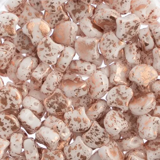 John Bead Czech Glass Splash Ginko Beads, 50g Chalk Copper {1}