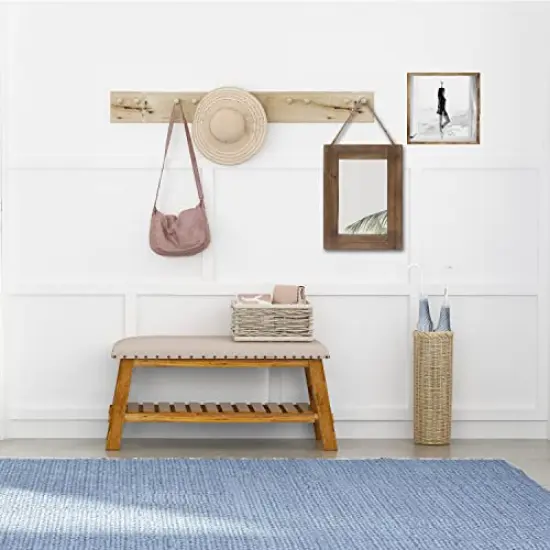 16 X 12 Inch Rustic Wood Framed Wall Mirror with Hanging Rope for Farmhouse Decor, for Entryway, Bedroom, Bathroom, Dresser, Brown {5}