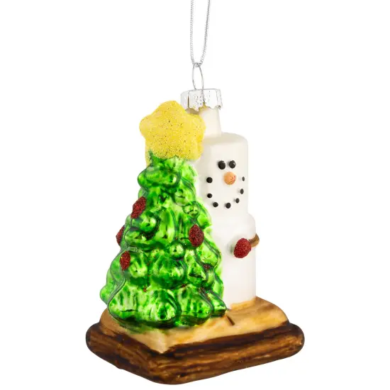 Northlight 3.25" Smore with Tree Glass Christmas Ornament White {4}