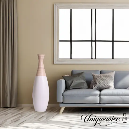 31.5 inch Spun Bamboo Tall Trumpet Floor Vase - Decorative Home Accent, Natural Bamboo, Indoor Decoration, Sustainable Materials, Tall Floral Display, Handmade Bamboo Vase, Floor Standing Vase Black {12}