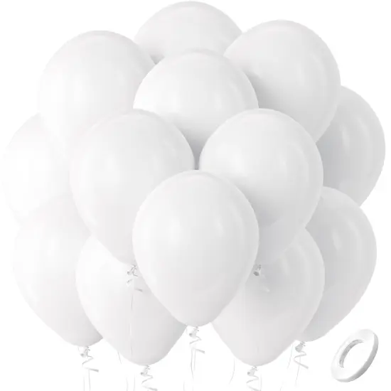 100 Pieces Bezente White Balloons Latex Party Balloons, 12 inch Round Helium Balloons for White Themed Wedding Graduation Birthday Party Backdrop Decorations {3}