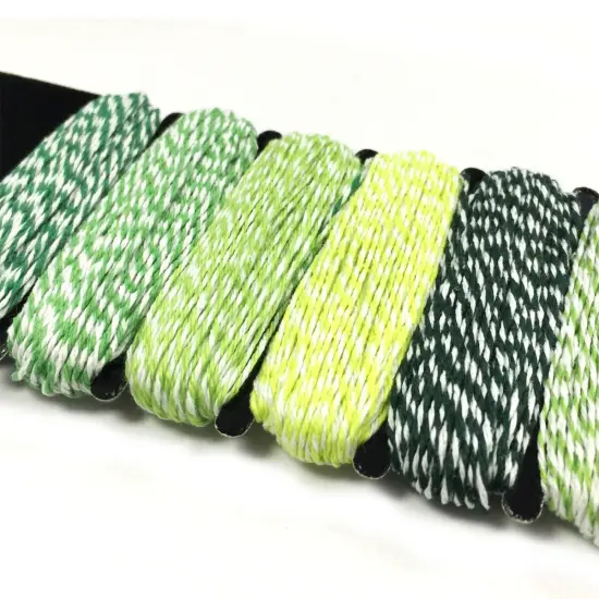 Wrapables Cotton Baker's Twine 4ply 60 Yards (Set of 6 Colors x 10 Yards), Greens {2}