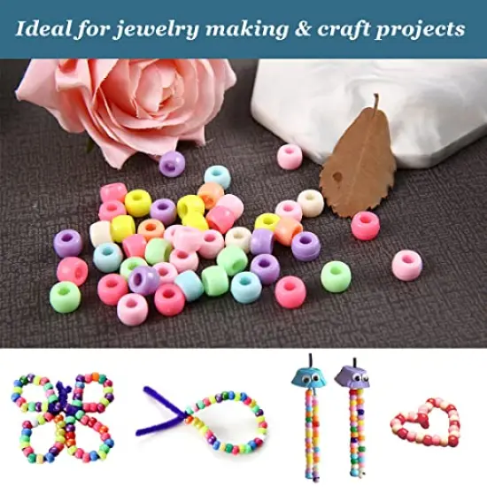 3000+ pcs Pony Beads, Multi-Colored Bracelet Beads, Beads for Hair Braids, Beads for Crafts, Plastic Beads, Hair Beads for Braids (Large Pack, Classic)&hellip; {4}