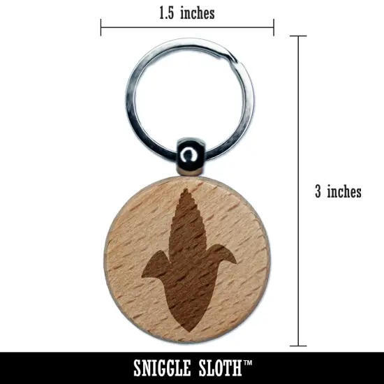 Corn on the Cob Solid Engraved Wood Round Keychain Tag Charm {2}
