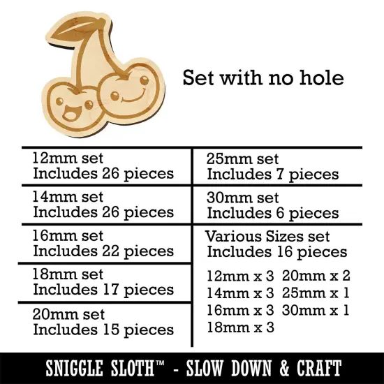 Couple of Cute and Kawaii Cherry Buddies Cherries Mini Wood Shape Charms Jewelry DIY Craft {1}