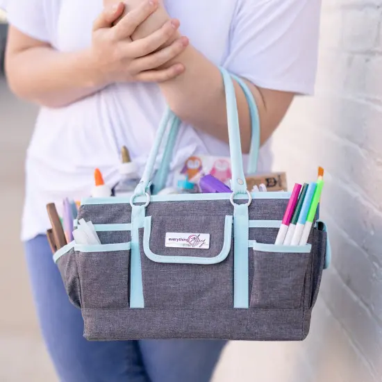 Deluxe Store & Tote Craft Organizer, Grey & Heather Teal {2}