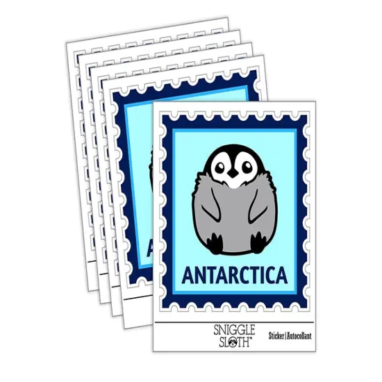 Antarctica Travel Baby Emperor Penguin Waterproof Vinyl Phone Tablet Laptop Water Bottle Sticker Set - 5 Pack {1}