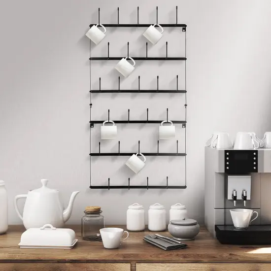 Sorbus Metal Coffee Mug Rack - Large 6 Row Wall Mounted Storage Display For Coffee Mugs, Tea Cups, Mason Jars, and More {3}