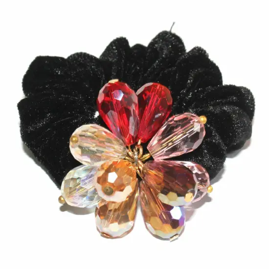 Kitcheniva Crystal Flower Scrunchies Hair Tie For Women Multicolor {1}