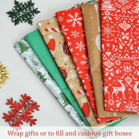 Wrapables Tissue Paper 20 x 28 Inch for Gift Wrapping, Arts & Crafts, Paper Flowers, Garlands, Tassels (60 Sheets), Happy Holidays {3}