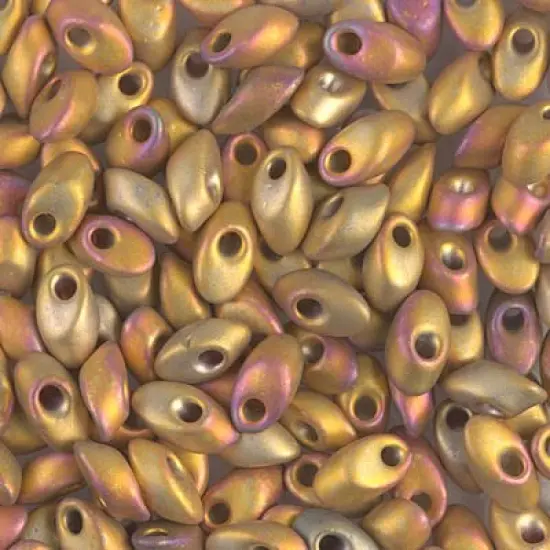 Miyuki Long Magatamas 4x7mm, Matte AB 24kt Gold Plated, LMA-191FR, 8.5 grams {1}