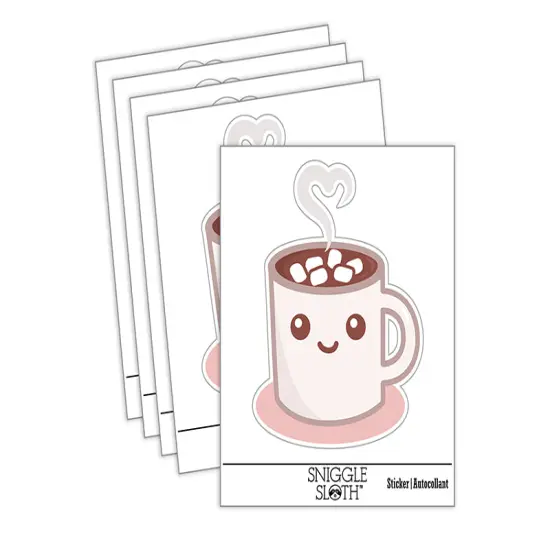 Cute Kawaii Hot Chocolate Waterproof Vinyl Phone Tablet Laptop Water Bottle Sticker Set - 5 Pack {2}
