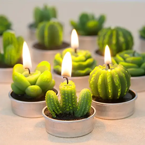 12 Pieces Cactus Tealight Candles,Handmade Delicate Succulent Cactus Candles for Party Wedding Spa Home Decoration Gifts {5}