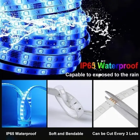 32ft Waterproof LED Strip Lights with Remote {2}