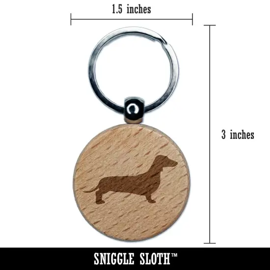 Smooth Haired Dachshund Dog Solid Engraved Wood Round Keychain Tag Charm {2}