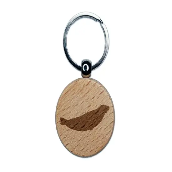 Seal on Tummy Solid Engraved Wood Round Keychain Tag Charm {1}