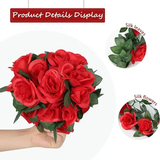 Kitcheniva Artificial Wall Vine Garland Rose Red Flowers {7}