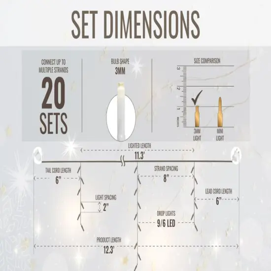 Starry Light Icicles Super Bright. Warm white {5}