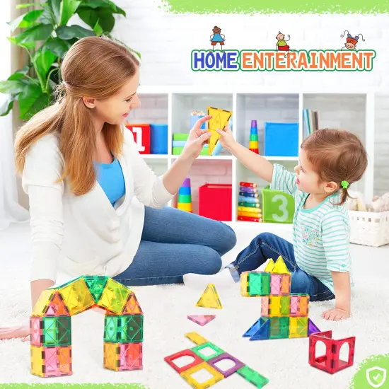 Magnetic Building Blocks Set for Kids Age 3-8 - Encourage Creativity & Develop Fine Motor Skills with Sensory Magnet Tiles Toys {5}