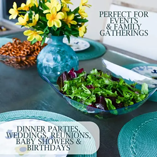 4 Pieces Disposable 128 ounce Square Serving Bowls, Party Snack or Salad Bowl, Extra Large Plastic Crystal Clear {6}