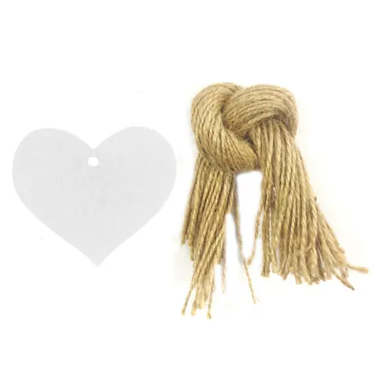 Wrapables 50 Gift Tags with Free Cut Strings, True Heart, White {1}