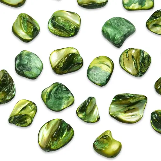 6 Packs of Chunky Tinted Shell Beads - Olive - 2 x 8" Strand {1}