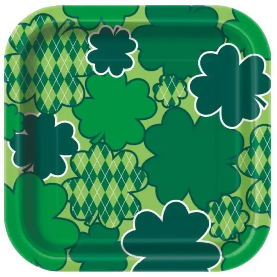 Argyle Clover Square 7" Dessert Plates, 10c {1}