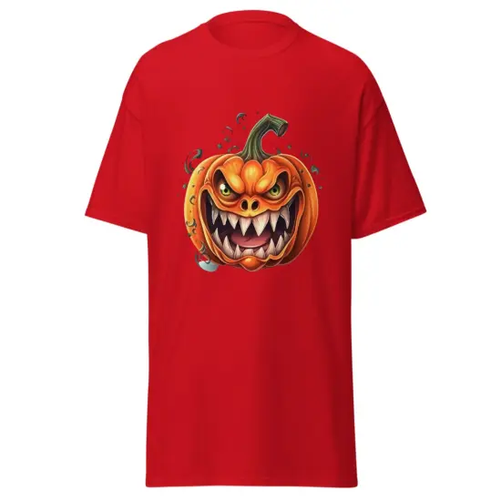 Halloween smilling pumpkin head classic fashion t-shirt {1}