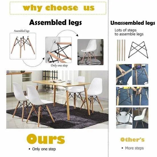 Set of 2 Mid Century Modern DSW Dining Side Chair White {5}