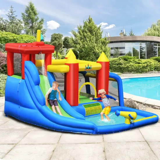 Inflatable Bounce House Splash Pool with Water Climb Slide {2}