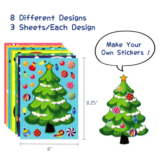 Wrapables Make Your Own Christmas Stickers, DIY Make a Face Sticker Sheets, Holiday Crafts and Activities, Party Favors (24 Sheets) Santa and Buddies {2}