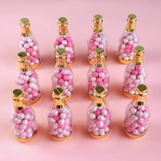 12 Pieces Metallic Champagne Bottle Container DIY Favor, One Size, Clear, Gold {1}