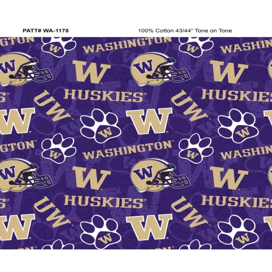 Sykel Enterprises-University of Washington Cotton Fabric-Washington Huskies Tone On Tone Cotton Quilting Fabric {1}