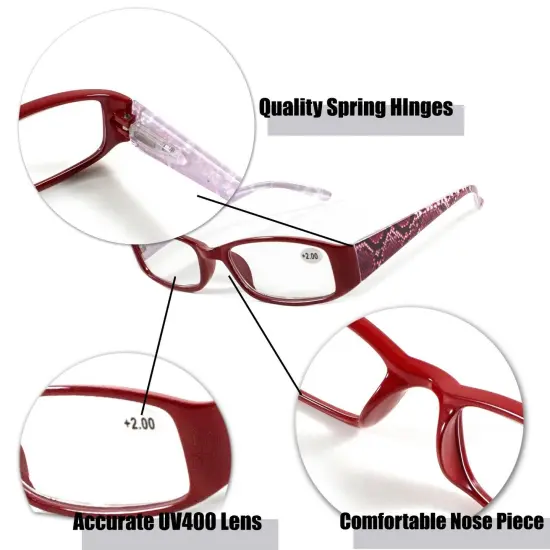 Kitcheniva 4 Pairs Mixed Colors Unisex Spring Hinge Rectangular Reading Glasses {3}