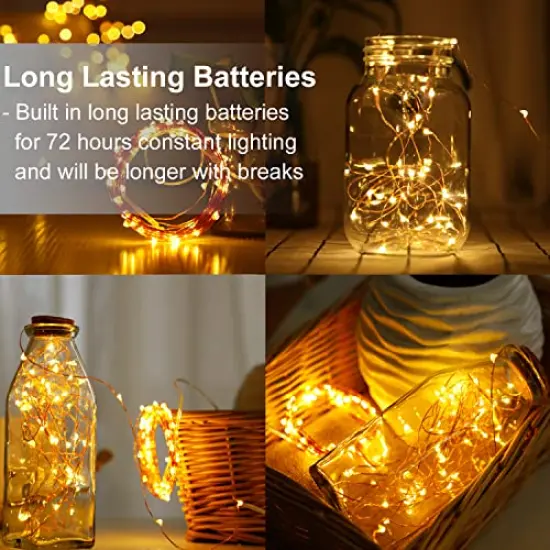 20 Pack LED Fairy Lights Battery Operated String Lights - 3.3ft 20 LED,Copper Wire Warm White | Wedding,Party Centerpieces,Table Decor | DIY Crafts,Graduation,Home Decor | Mason Jars D&eacute;cor {5}