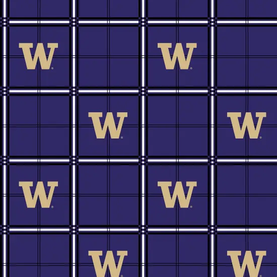Sykel Enterprises-University of Washington Flannel Fabric-Washington Huskies Plaid Cotton Flannel Fabric {1}