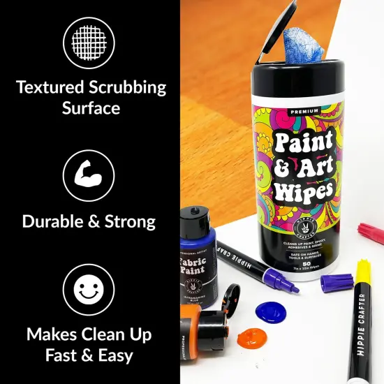 Paint & Art Wipes Paint Remover Wipes Cleaner Epoxy Glue Stains Latex, Acrylic Hand Cleaner and Plastic, Metal or Wood Surfaces, Floors, Brushes, Flat Paint Heavy Duty Cleaning {5}
