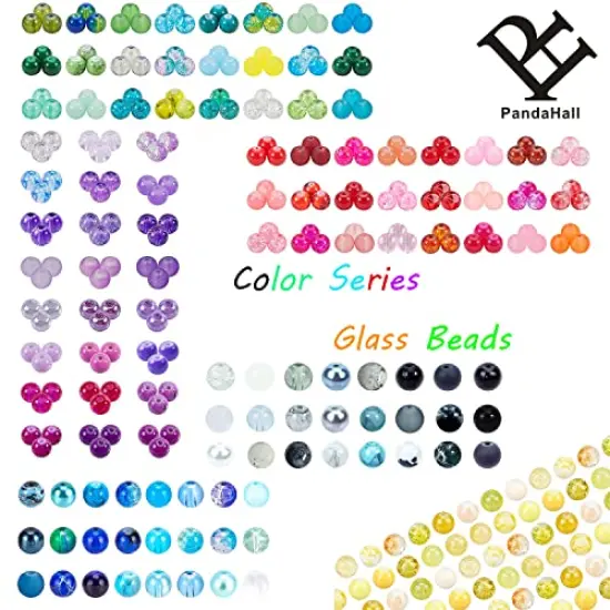 720 pieces 24 Color 8mm Glass Beads Black Bracelet Beads Round Marble Loose Beads Crystal Spacers for Bracelet Earring Necklace Jewelry Making Halloween Eid Mubarak Ramadan Decoration {2}