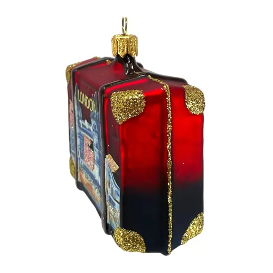 England Travel Suitcase Polish Glass Christmas Ornament {3}