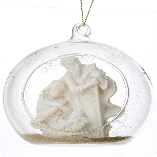 4" Resin in Glass Holy Family Ball Ornament - Elegant Christmas Tree Decoration {1}