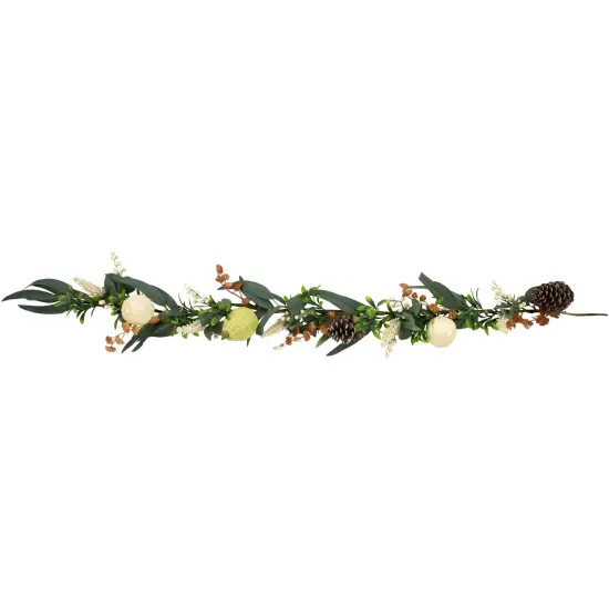 Northlight 5' x 6" Green Gourds and Foliage Artificial Fall Harvest Garland - Unlit {1}
