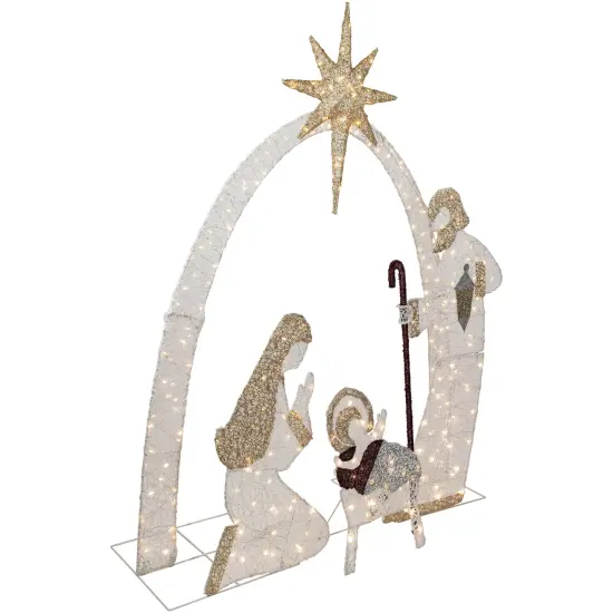 Northlight 41" LED Lighted Holy Family Nativity Scene Outdoor Christmas Decoration White {4}